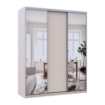 Šatní skříň s posuvnými dveřmi Doros City Light Kašmír 1 dveře / 2 zrcadla 180×60×225 (80736368)