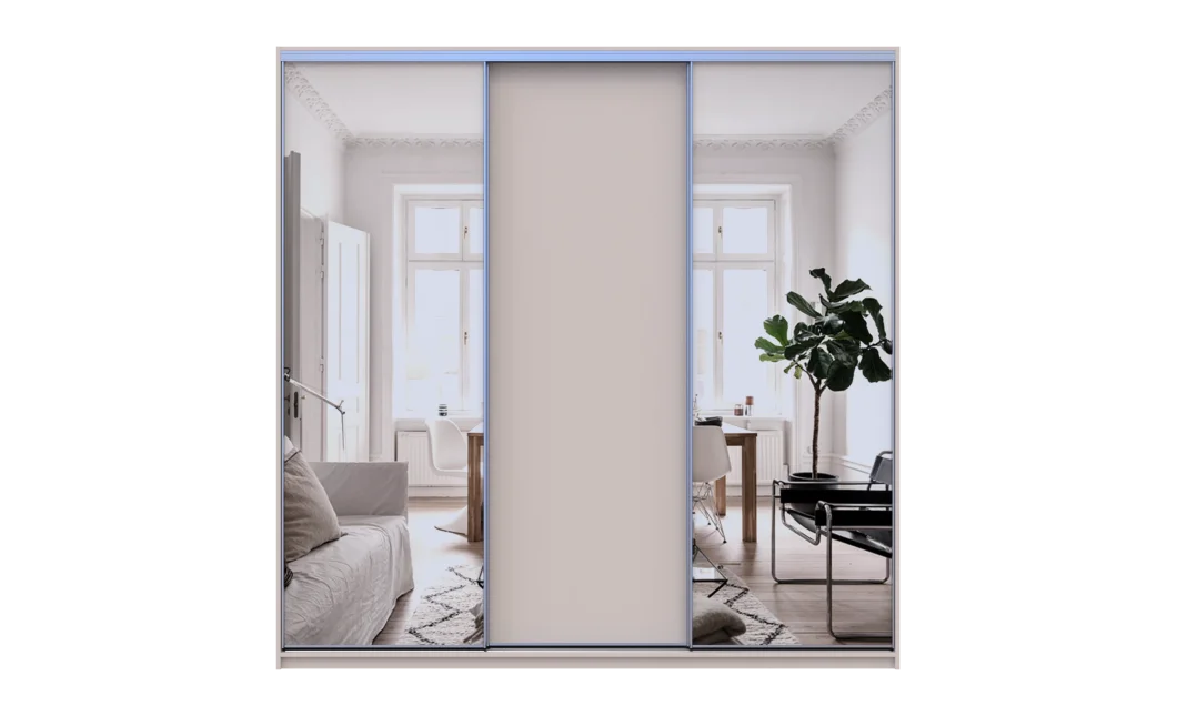 Šatní skříň s posuvnými dveřmi Doros City Light Kašmír 1 dveře / 2 zrcadla 225×60×225 (80736380)