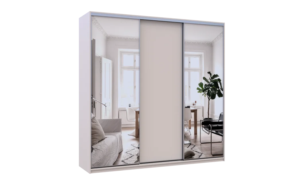 Šatní skříň s posuvnými dveřmi Doros City Light Kašmír 1 dveře / 2 zrcadla 225×60×225 (80736380)