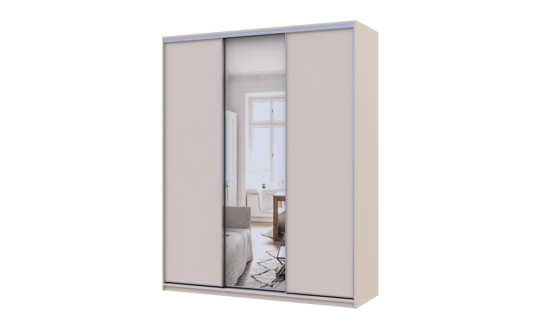 Šatní skříň s posuvnými dveřmi Doros City Light Kašmír 2 dveře / 1 zrcadlo 180×60×225 (80736371)