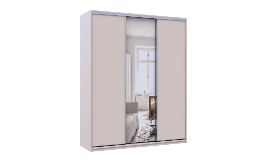 Šatní skříň s posuvnými dveřmi Doros City Light Kašmír 2 dveře / 1 zrcadlo 180×60×225 (80736371)