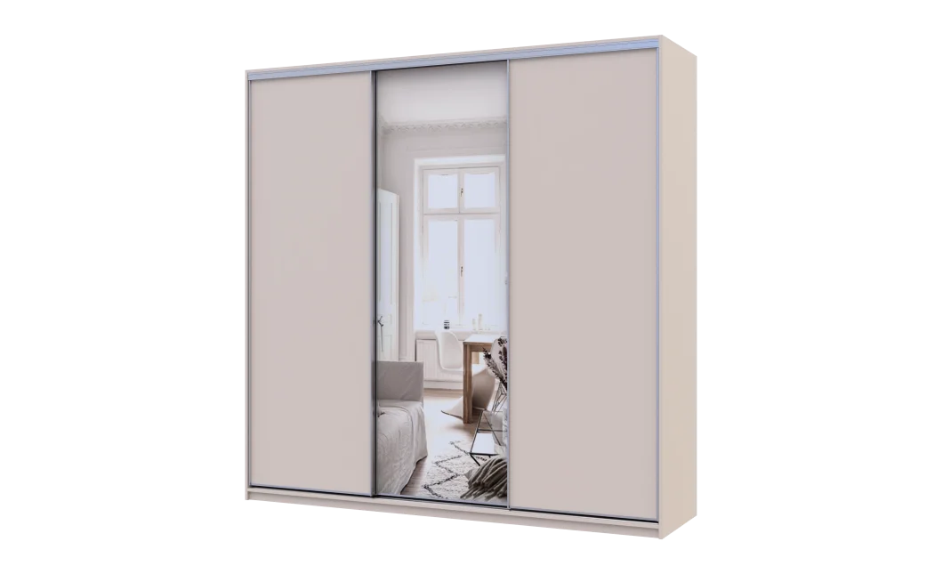 Šatní skříň s posuvnými dveřmi Doros City Light Kašmír 2 dveře / 1 zrcadlo 225×60×225 (80736383)