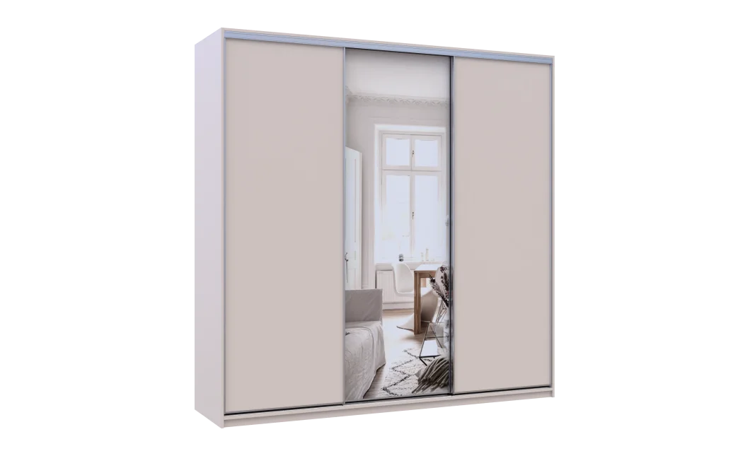 Šatní skříň s posuvnými dveřmi Doros City Light Kašmír 2 dveře / 1 zrcadlo 225×60×225 (80736383)