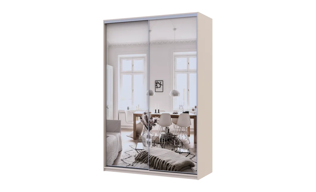 Šatní skříň s posuvnými dveřmi Doros City Light Kašmír 2 zrcadla 150×60×225 (80736359)