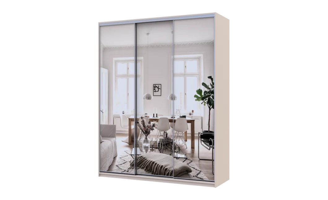 Šatní skříň s posuvnými dveřmi Doros City Light Kašmír 3 zrcadla 180×60×225 (80736374)