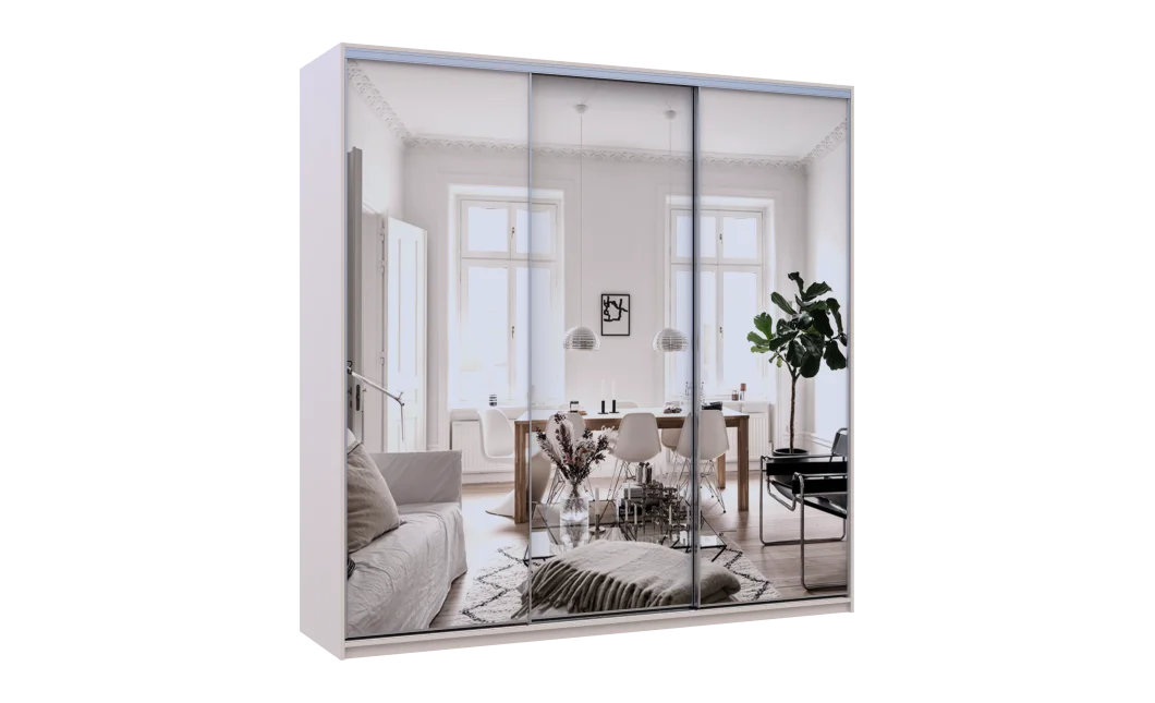 Šatní skříň s posuvnými dveřmi Doros City Light Kašmír 3 zrcadla 225×60×225 (80736386)