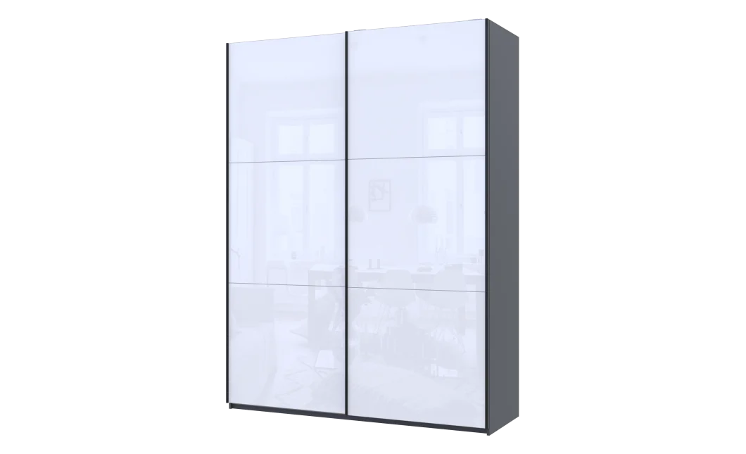 Šatní skříň G-Caiser Grafit/Bílý 2 skla / 3 části DTD 180x60x240 (44900263)