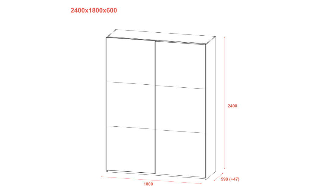 Šatní skříň G-Caiser Grafit/Bílý 2 skla / 3 části DTD 180x60x240 (44900263)