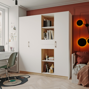 Šatní skříň Doros Austin Biela/dub Sonoma 3 dveře/4 zásuvky 178.8х51х205 (80737753)