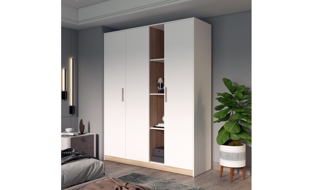 Šatní skříň Doros Austin Biela/dub Sonoma 3 dveře 161х51х205 (80737754)