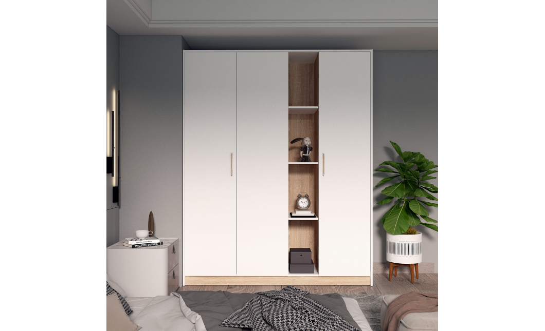 Šatní skříň Doros Austin Biela/dub Sonoma 3 dveře 161х51х205 (80737754)