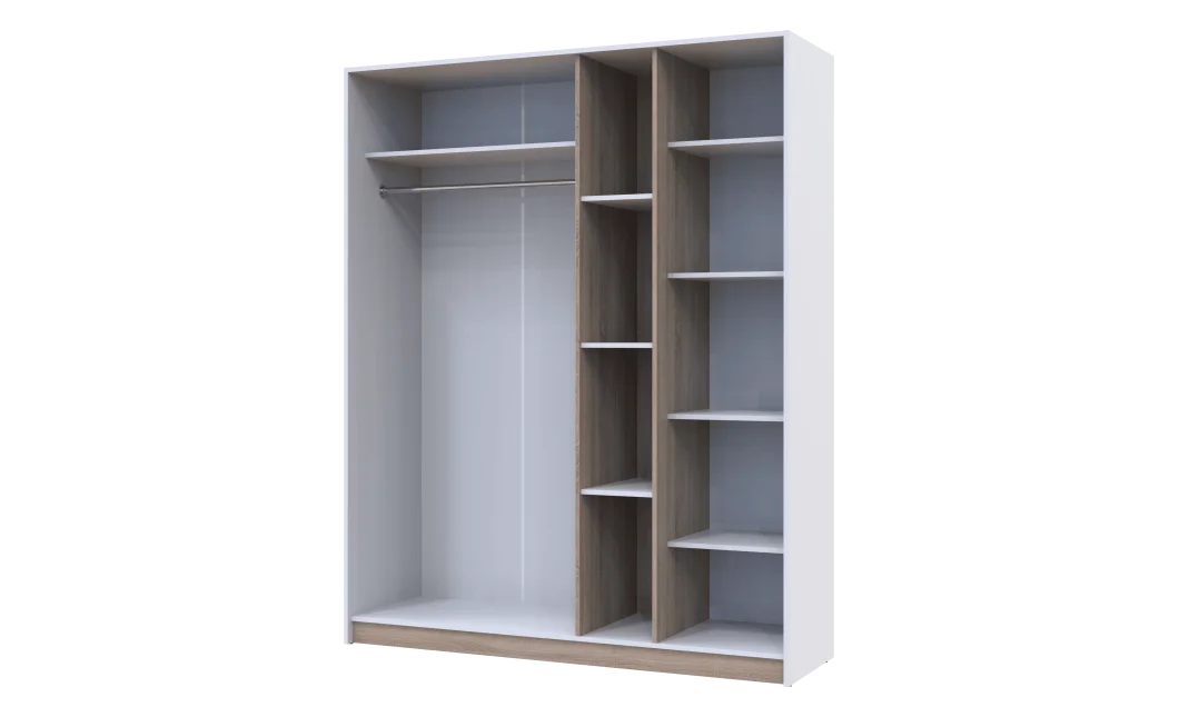 Šatní skříň Doros Austin Biela/dub Sonoma 3 dveře 161х51х205 (80737754)