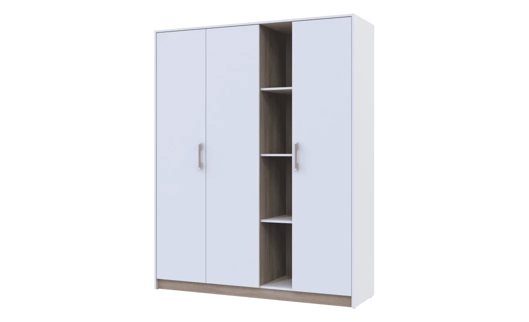 Šatní skříň Doros Austin Biela/dub Sonoma 3 dveře 161х51х205 (80737754)