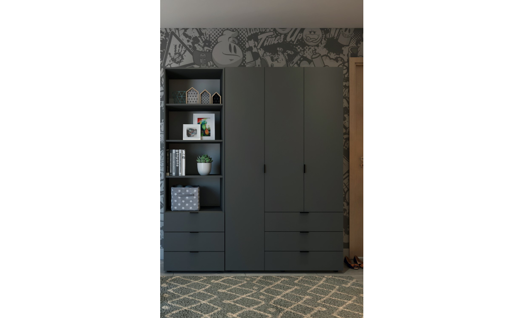 Regál na oblečení Gelar Grafit 3SZ 60×49,5×203,4 (41516132)