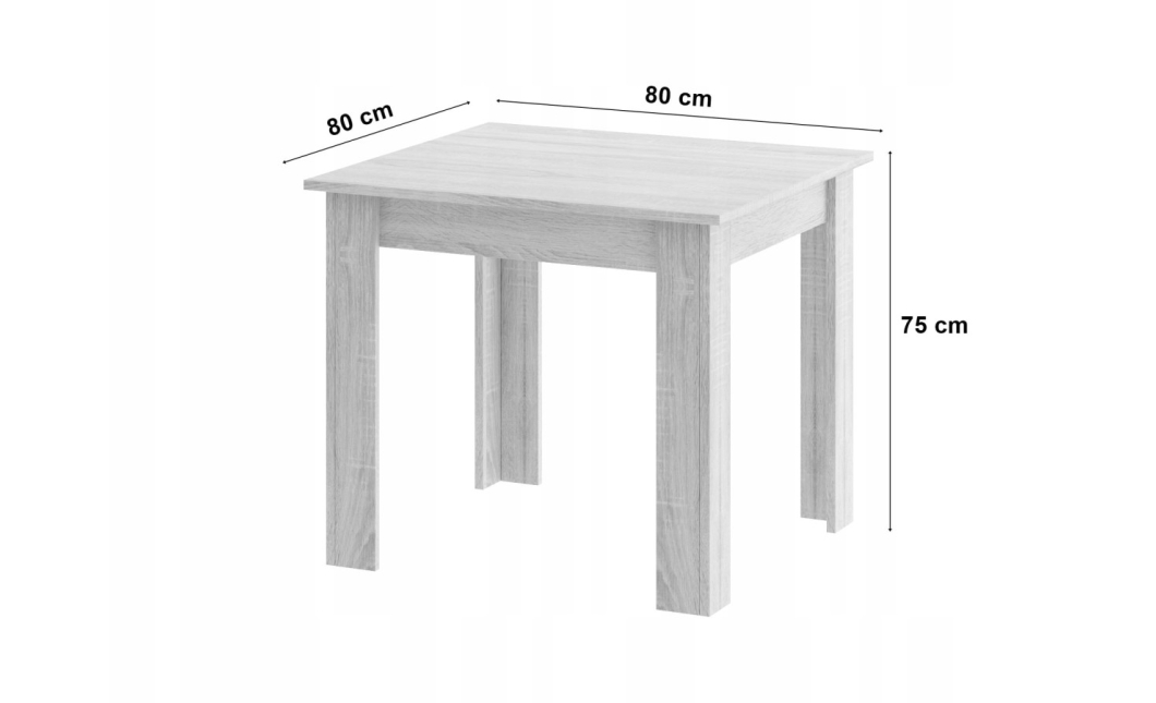 Stůl NP 80 × 80 Dub Artisan + černá (100155041)