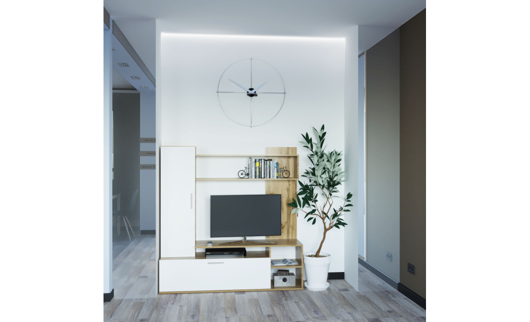 Obývací stěna Doros Kona Dub Evok / Bílý 151 × 40 × 147 (44900388)