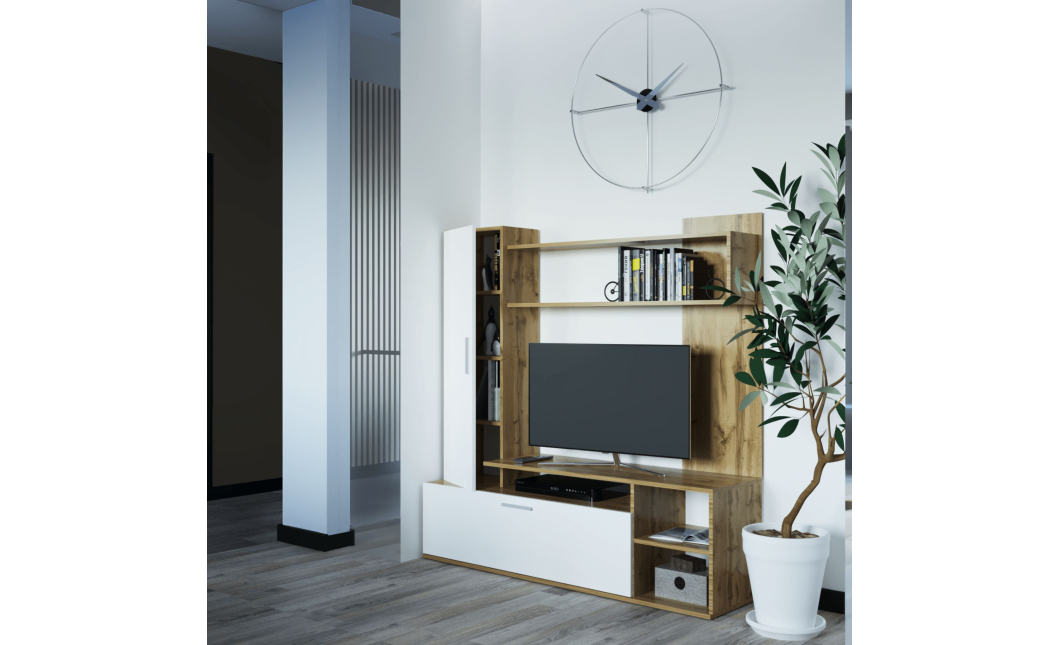 Obývací stěna Doros Kona Dub Evok / Bílý 151 × 40 × 147 (44900388)