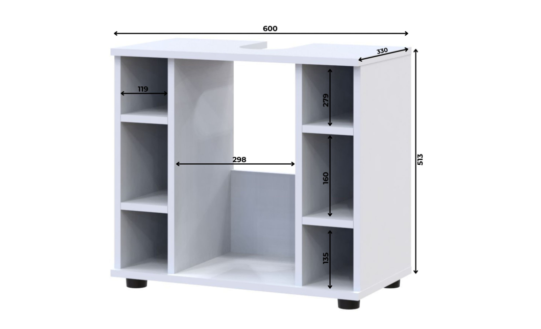 Skříňka pod umyvadlo Doros Mira Bílý DTD 60х33х54 (41510127)