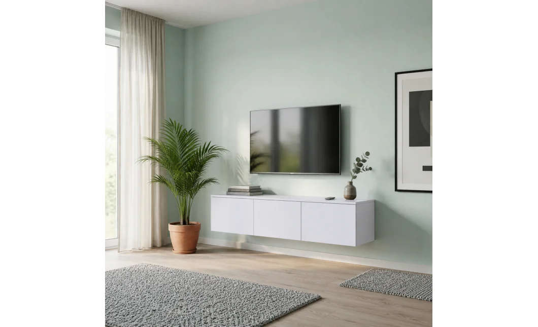 TV stolek Doros Levia Bílý 3 dveře 130x35x33 (41516288)