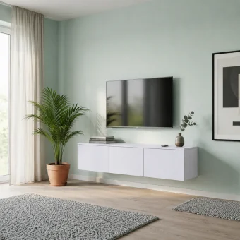 TV stolek Doros Levia Bílý 3 dveře 130x35x33 (41516288)
